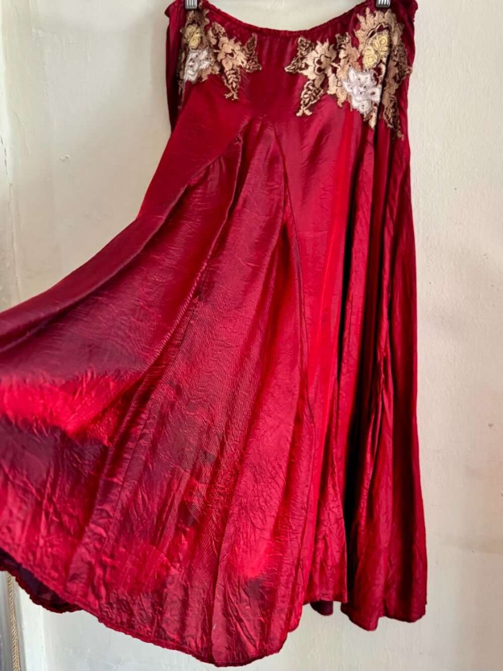 FLASH SALE only 8/15-8/16 Vintage Free People Dark Red A-Line Flowy Midi Skirt - Picture 7 of 13